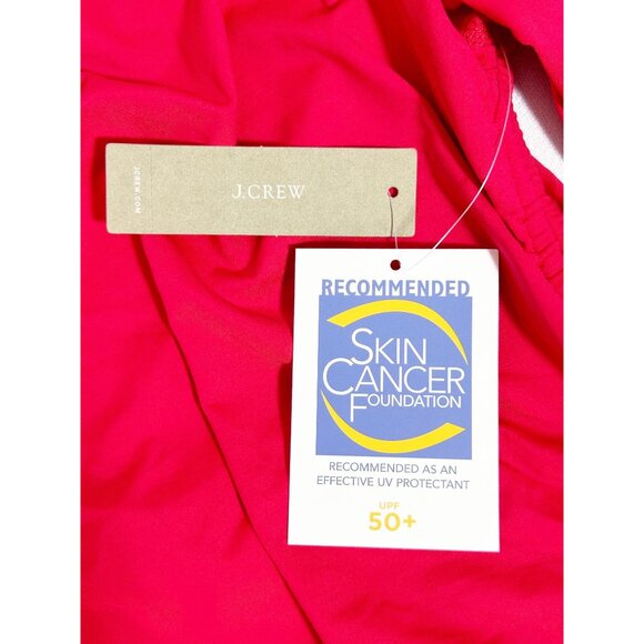 J. Crew Tasseled /Ruched Rash Guard Swim Top Long Sleeve in Red - Sz L - NWT - Picture 6 of 9